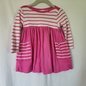 Hanna Andersson 80 cm/ 18-24 months Pink/White Stripe dress with diaper cover